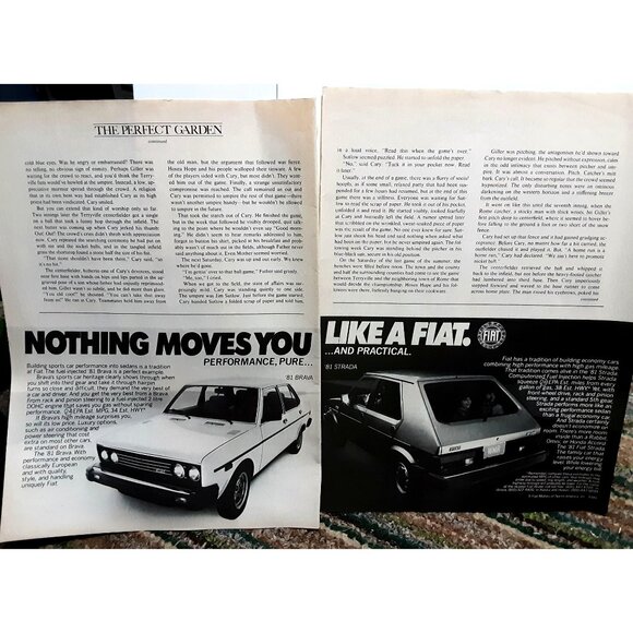 American Vintage Other - 1981 Fiat Brava and Fiat Strada Car 2 Page Original Print Ad
